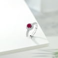 thumbnail image 4 of Gem Stone King 925 Sterling Silver Red Created Ruby and White Moissanite Engagement Ring for Women (1.16 Cttw, Round 5MM, Available in Size 5, 6, 7, 8, 9), 4 of 6
