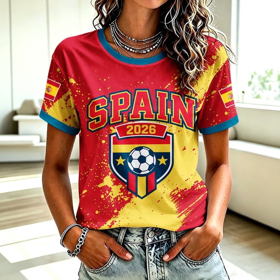 Molidfa Women's Spain Torero Graphic Tee Crew Neck Short Sleeve Regular Fit Casual Lightweight Summer Top