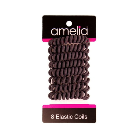 Amelia Beauty 8 Small Fabric Wrapped Elastic Hair Coils 1.75in Diameter Spiral Hair Ties Gentle on Hair Strong Hold and Minimizes Dents and Creases Grey
