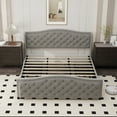 thumbnail image 3 of Bonzy Home King Size Bed Frame with Storage Velvet Upholstered Sleigh Bed with Headboard Button Tufted Easy Assembly Gray, 3 of 8