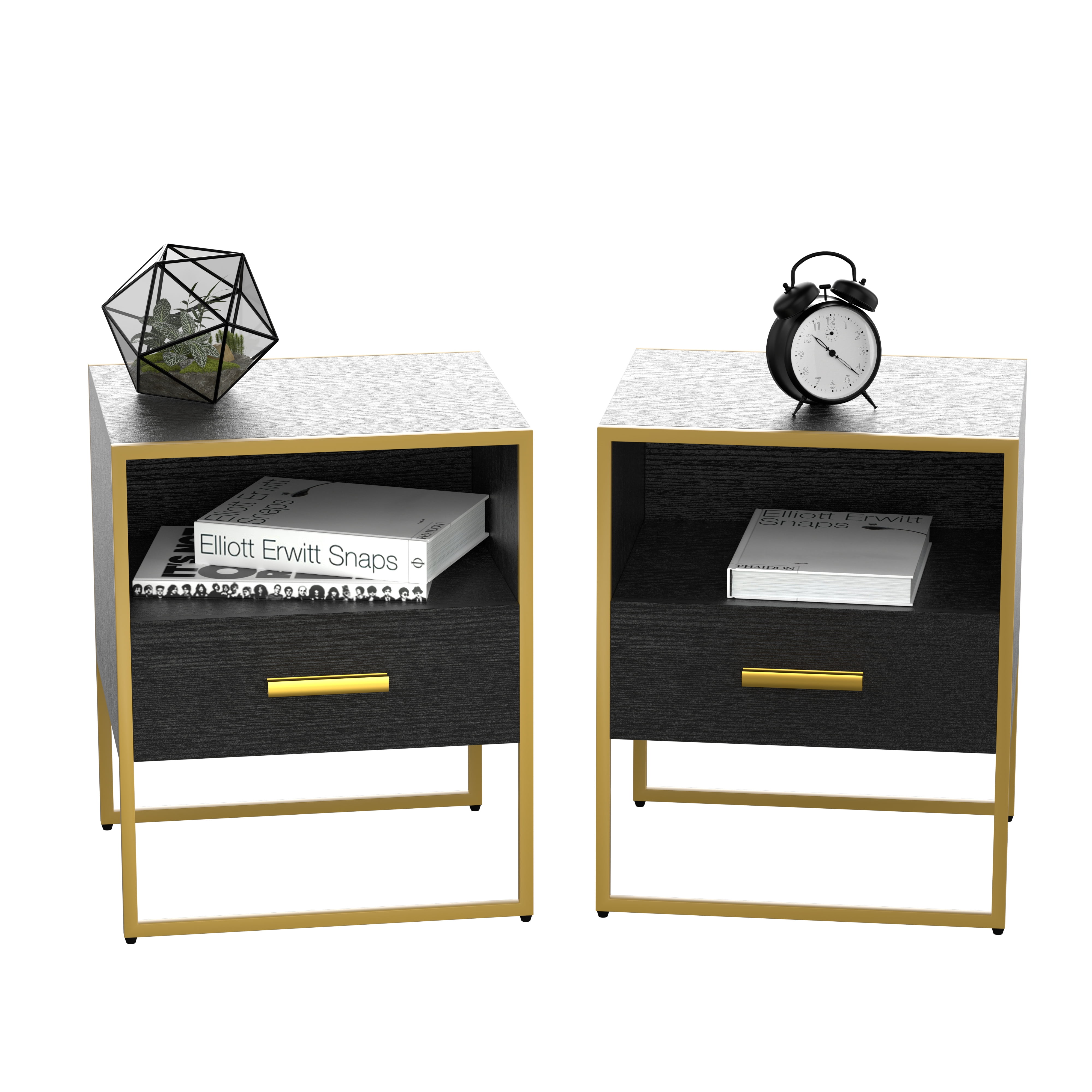 Williamspace Nightstand Set of 2,Bedside Table with Drawer and Open