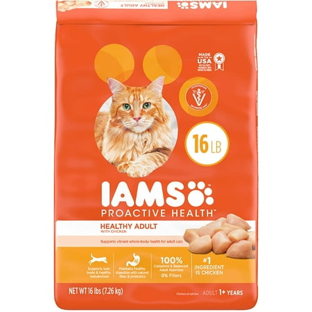 IAMS PROACTIVE HEALTH Adult Healthy Dry Cat Food with Chicken, 16 lb. Bag