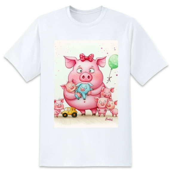 Basic Oversize Tees For WomenPig Loose Boyfriend Shirts Casual Blouse round neck