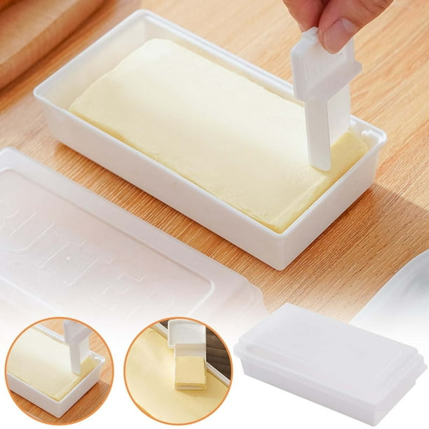 Caja para almacenar mantequilla, caja para cortar queso, conservación sellada, apta para refrigerador, tapa hermética, plástico apto para alimentos, diseño de 2 niveles, para cocina, para