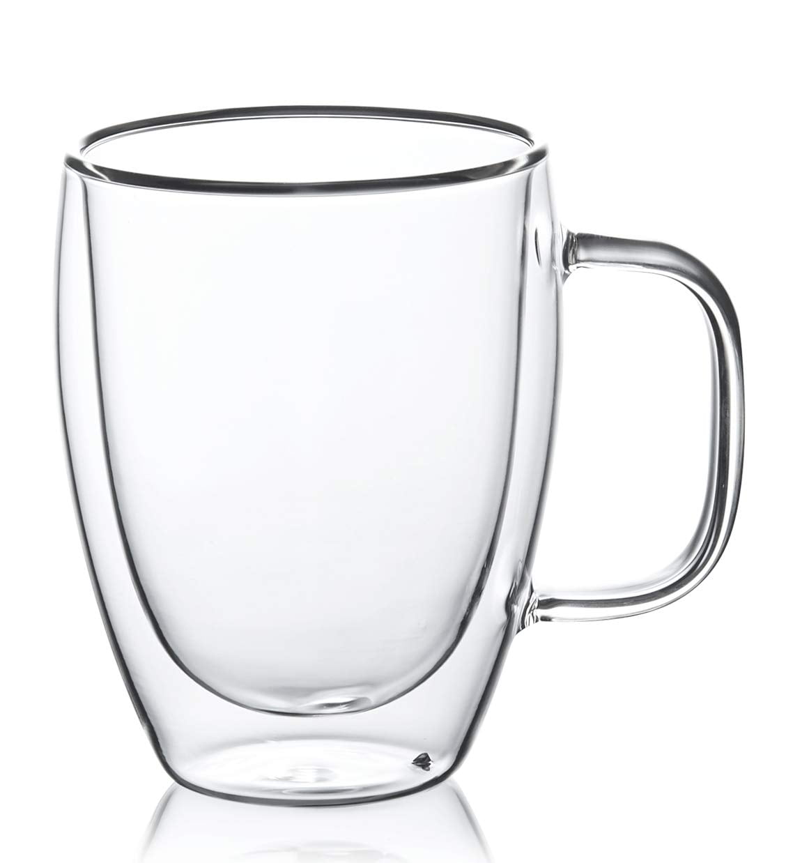JNSMFC Double Walled Glass Coffee Mugs with Handle,2-Pack 12oz