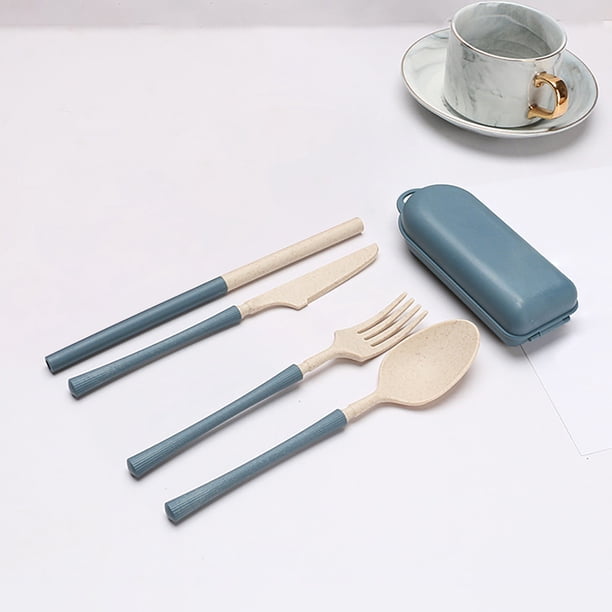 Teissuly Travel Utensil Set With Case, Whea-t Straw Reusable Spoon Straw Forks Tableware, Portable Cutlery Travel Picnic Camping Or Daily Use Teissuly WER202310231925