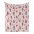 thumbnail image 1 of Ice Cream Soft Flannel Fleece Blanket, Retro Style Cupcakes Teapots Candies Cookies on Polka Dots Vintage Kitchen Print, Cozy Plush for Indoor and Outdoor Use, 60" x 80", Multicolor, by Ambesonne, 1 of 6