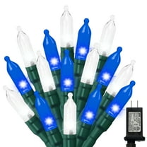 Blue White Christmas Mini Lights, 32.5FT 100 LED Clear Bulbs String Lights with 16 Light Modes, Fairy Lights Plug in for Outdoor Xmas Trees Garland Wreath Holiday Decorations