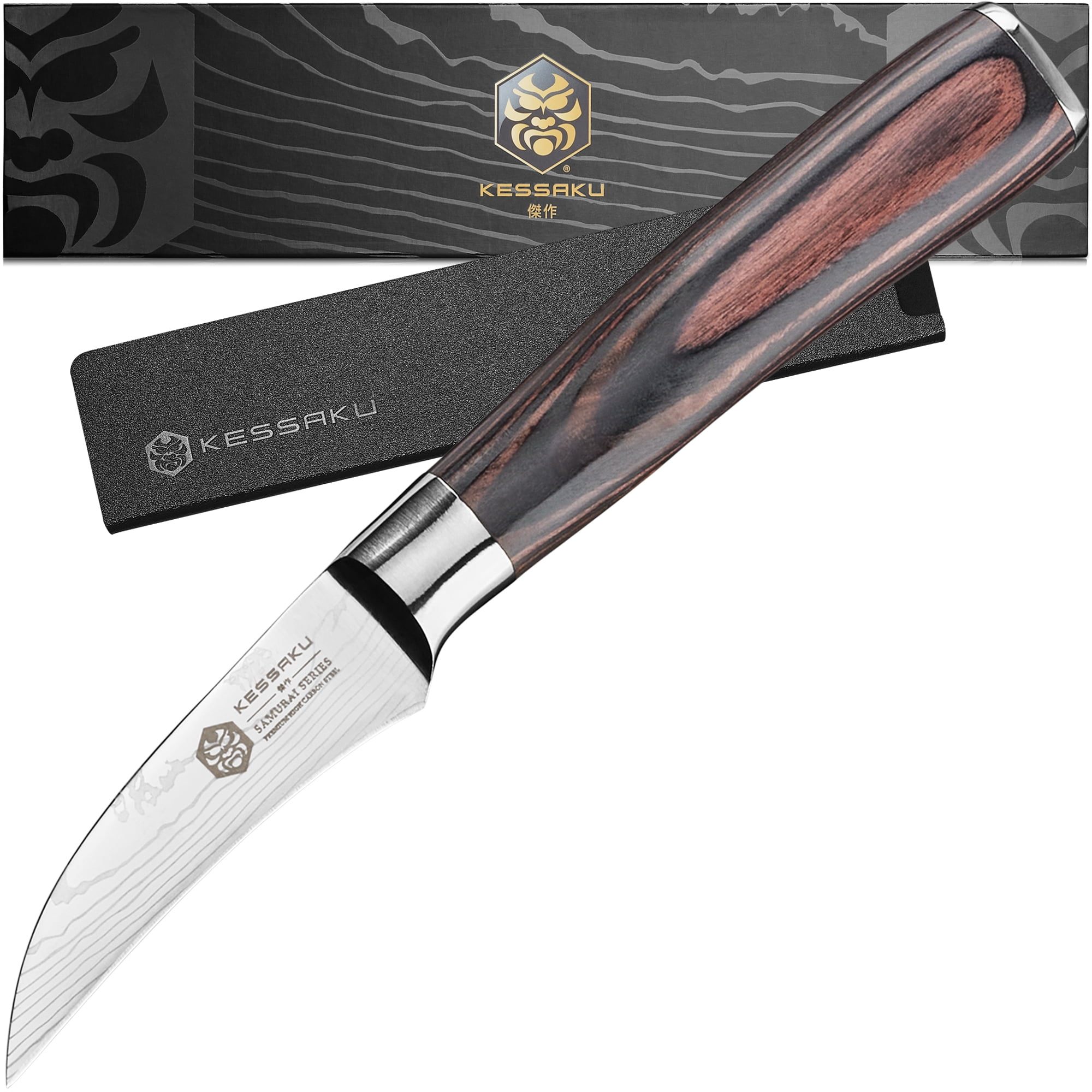 Kessaku Tourne Peeling Paring Knife - 2.75 inch Bird's Beak - Samurai  Series - Razor Sharp - Forged 7Cr17MoV High Carbon Stainless Steel - Wood  Handle with Blade Guard 
