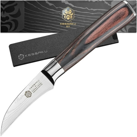 

Kessaku Tourne Peeling Paring Knife - 2.75 inch Bird s Beak - Samurai Series - Razor Sharp - Forged 7Cr17MoV High Carbon Stainless Steel - Wood Handle with Blade Guard