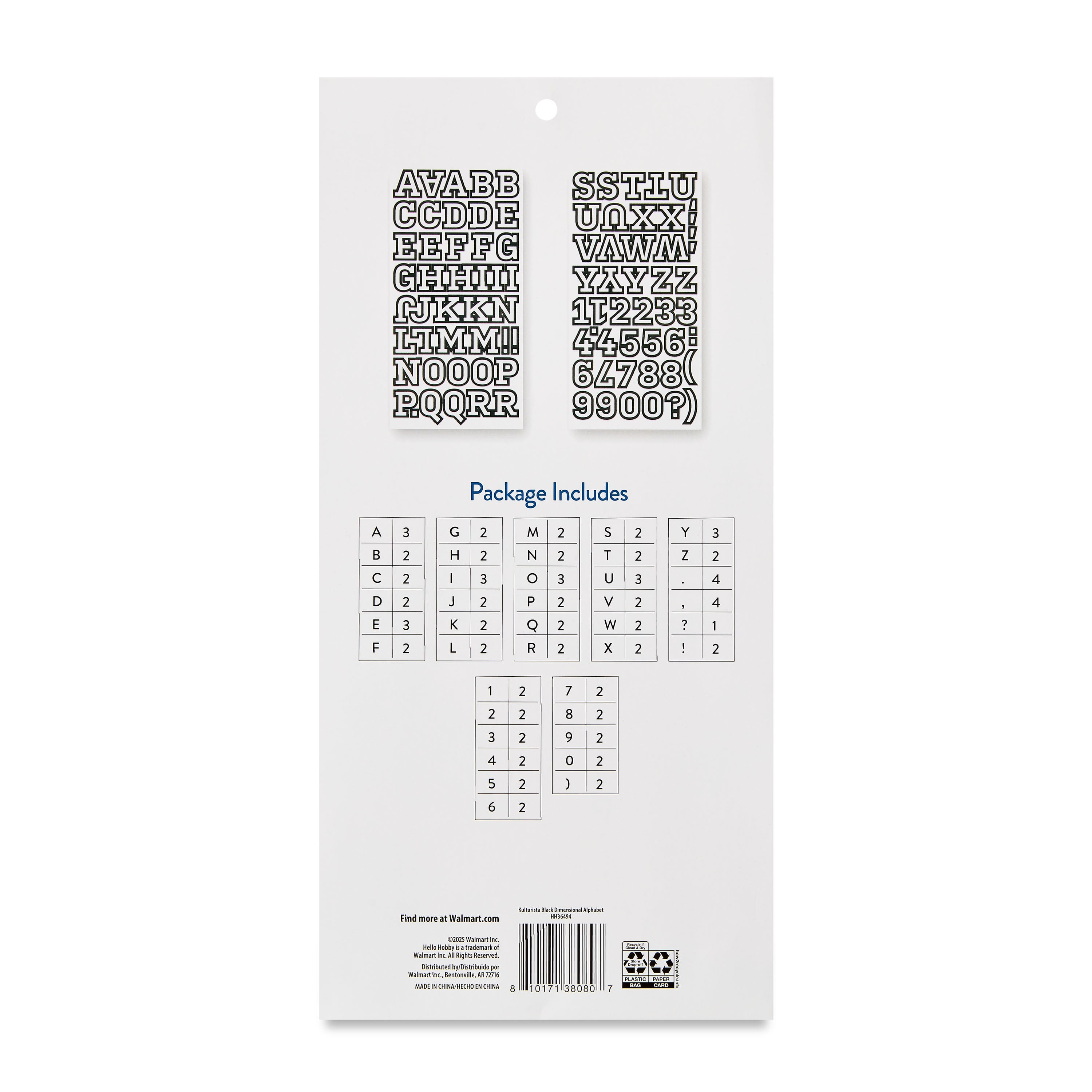 Hello Hobby Black & White Alphabet Stickers, 91 Count