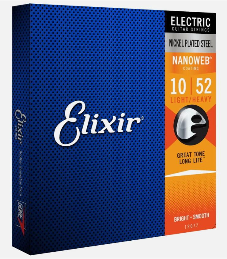 6 Sets! Elixir NANOWEB Nickel Electric — 12077 Light/Heavy .010-.052
