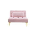 thumbnail image 5 of Convertible Single Sofa Bed Futon with Gold Metal Legs Teddy Fabric -Versatile Sleeper Sofa Couch-Pink, 5 of 7