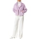 thumbnail image 4 of Chaqueta corta de pelaje sintético suave de manga larga con cuello de muesca para mujer INSPIRE CHIC XL en color púrpura taro, 4 of 7