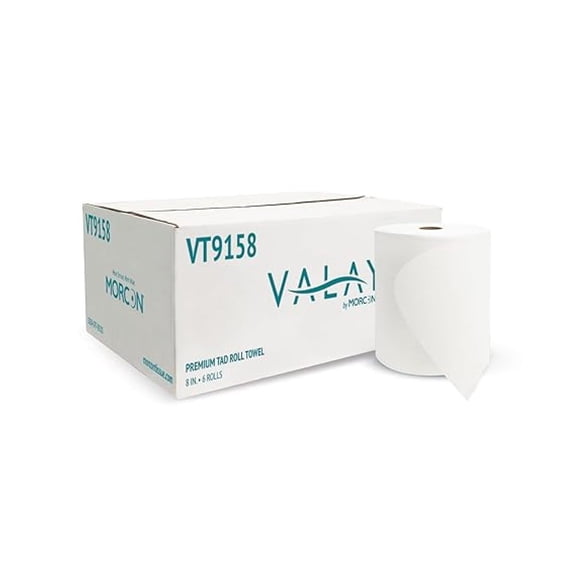 Valay by VT9158 Valay Premium TAD Hardwound Roll Towels, 1-Ply, 8in. x 600 ft., White, 6 Count