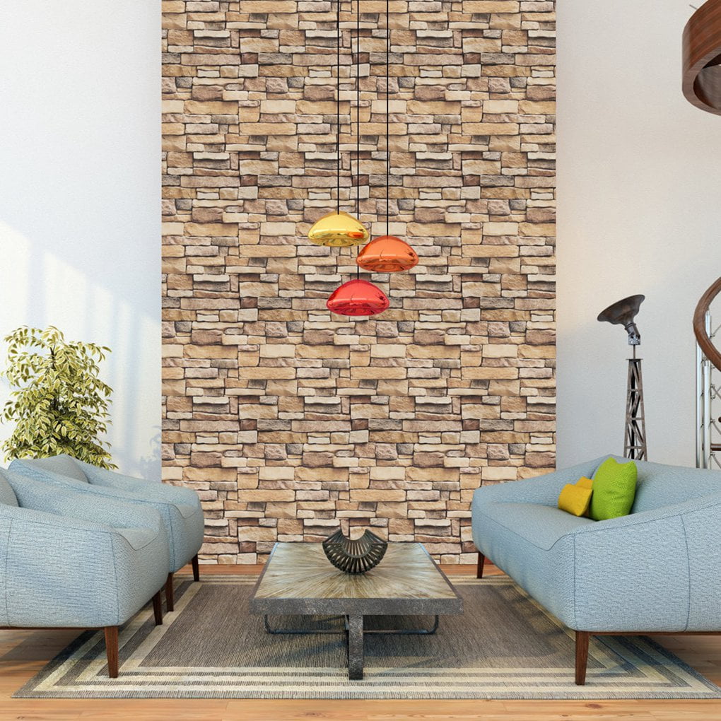 Arthome Rock Wallpaper Peel and Stick 17''x240'' Self Adhesive Contact Paper Waterproof Stone Brick Vinyl Film Wall Paper for Bedroom Living Room Fireplace Backsplash Wall Covering