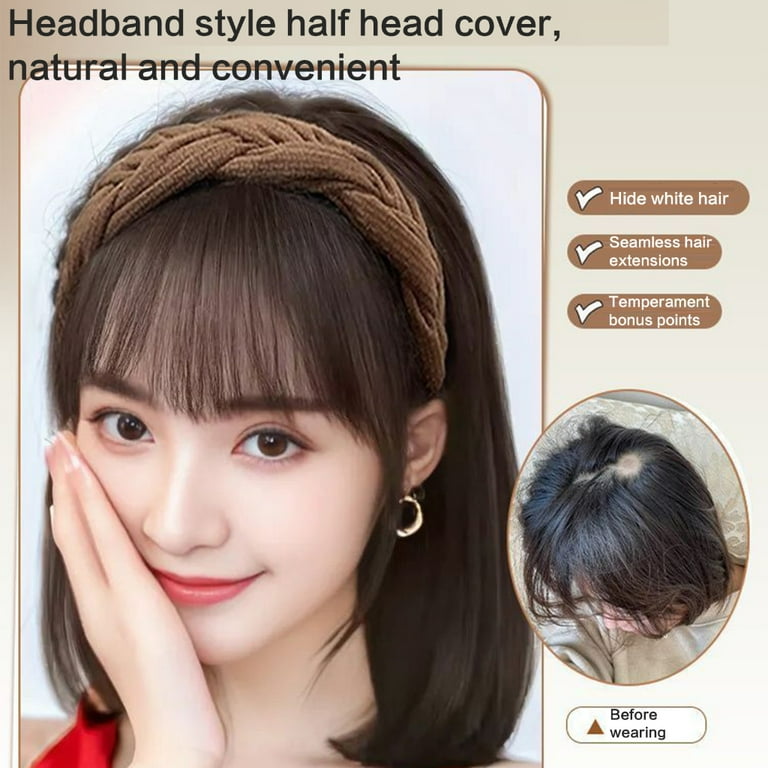 BQBQERT Synthetic Fiber Hair Extension Wigs Hairpiece Headband for