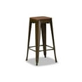thumbnail image 3 of Baxton Studio Horton Brown Metal and Brown Finished Wood 4-Piece Bar Stool Set, 3 of 8
