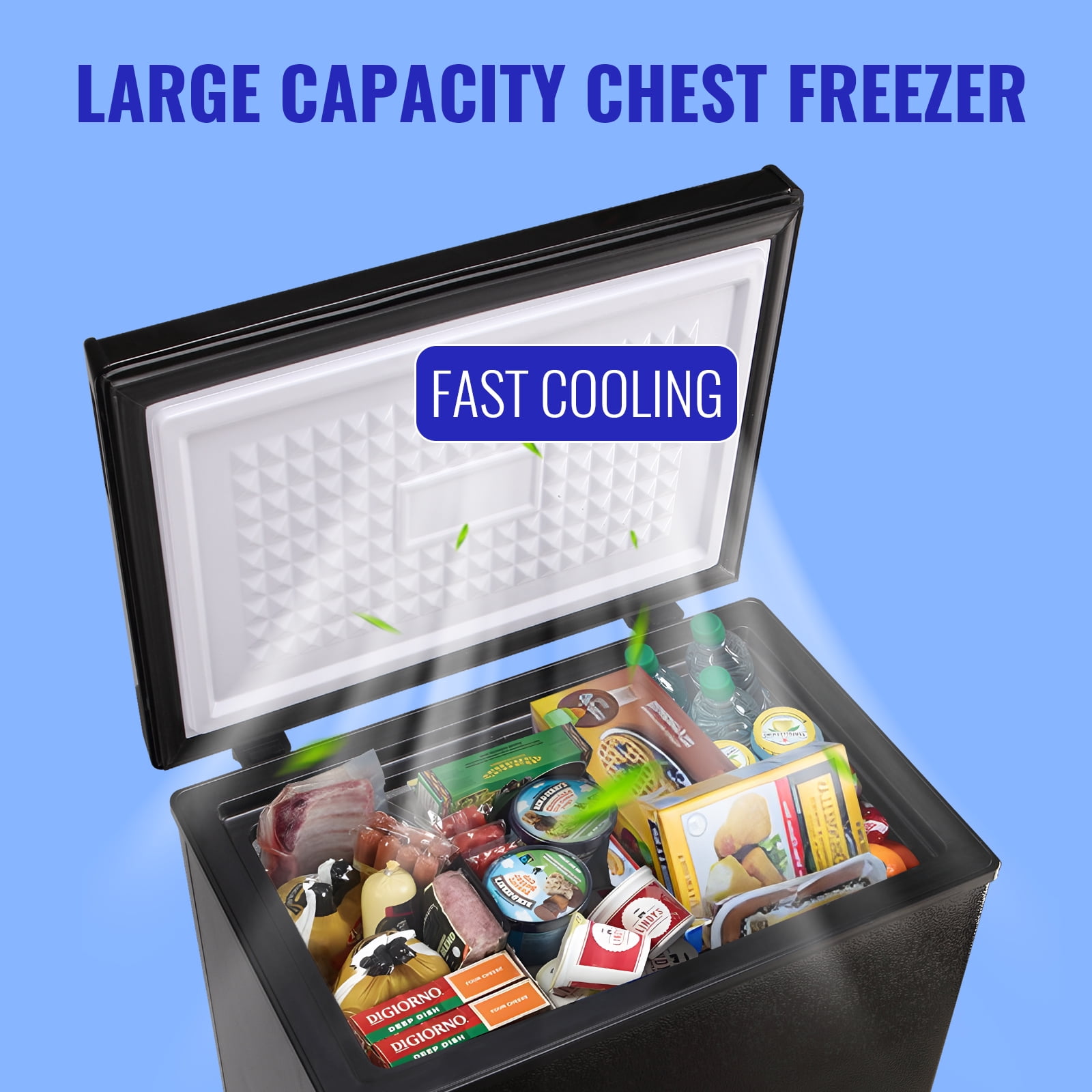 WANAI 3.4 Cubic Feet Chest Freezer Black deep Freezer with Adjustable Temp Knob Ideal for Any Room