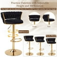 thumbnail image 4 of VECELO Bar Stools Set of 2, Modern Velvet Barstool with Woven Back & Footrest, 360° Swivel Adjustable Counter Height Bar Chairs for Kitchen Island Pub, Black, 4 of 12
