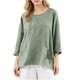 thumbnail image 1 of Blusas de Manga Larga de las Mujeres Verano Cuello Redondo Color Sólido Lino-Estilo Cardigan, Poliéster Suave Casual Abierto Frente Superior, 1 of 8