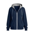 thumbnail image 6 of Jsaierl Women's Zip Up Hoodies Sweatshirts with Contrast Hood Adjustable Drawstring Kangaroo Pocket Oversized Casual Jackets S-2XL, 6 of 9