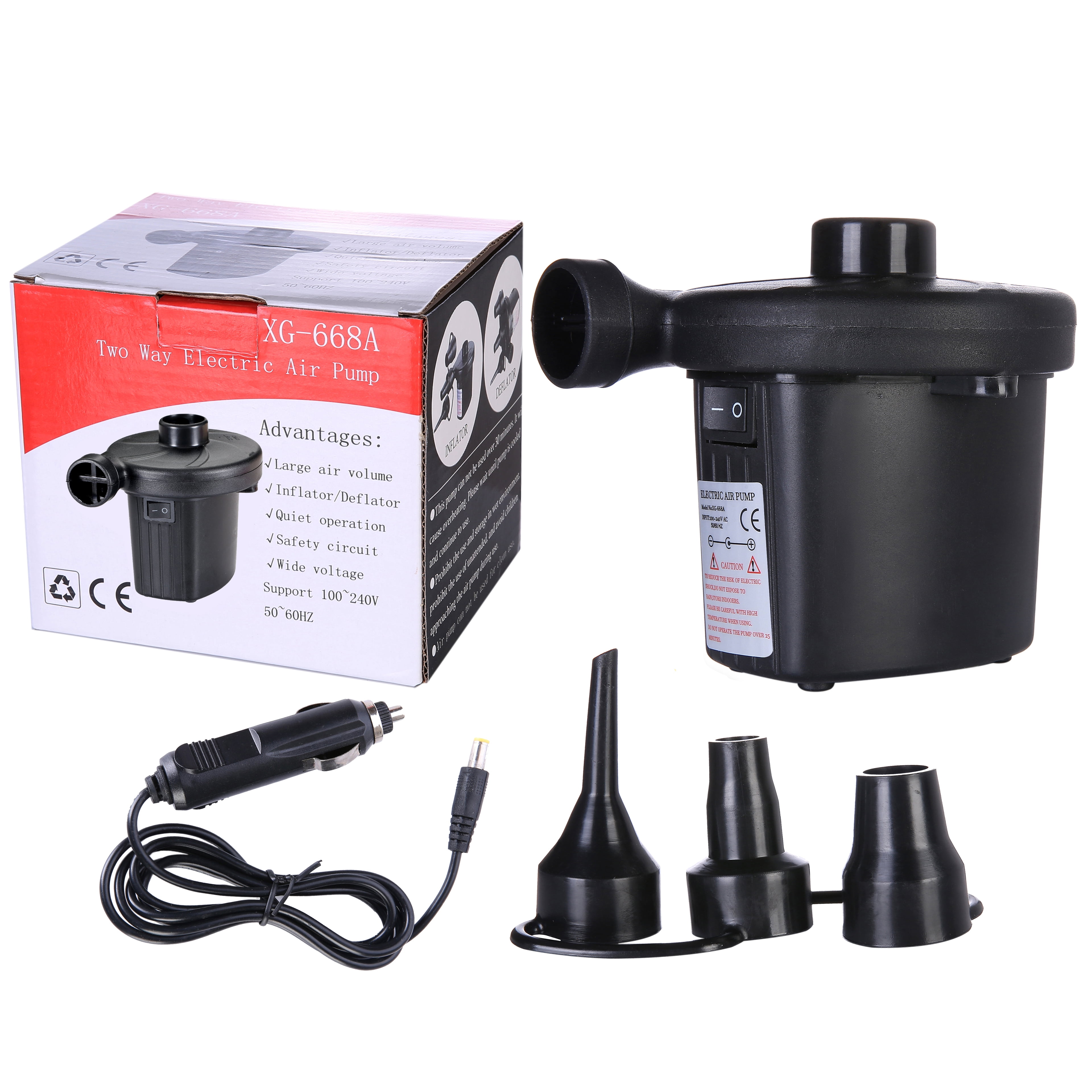 TECCRUI Electric Air Pump Portable QuickFill Inflator Deflator Pump