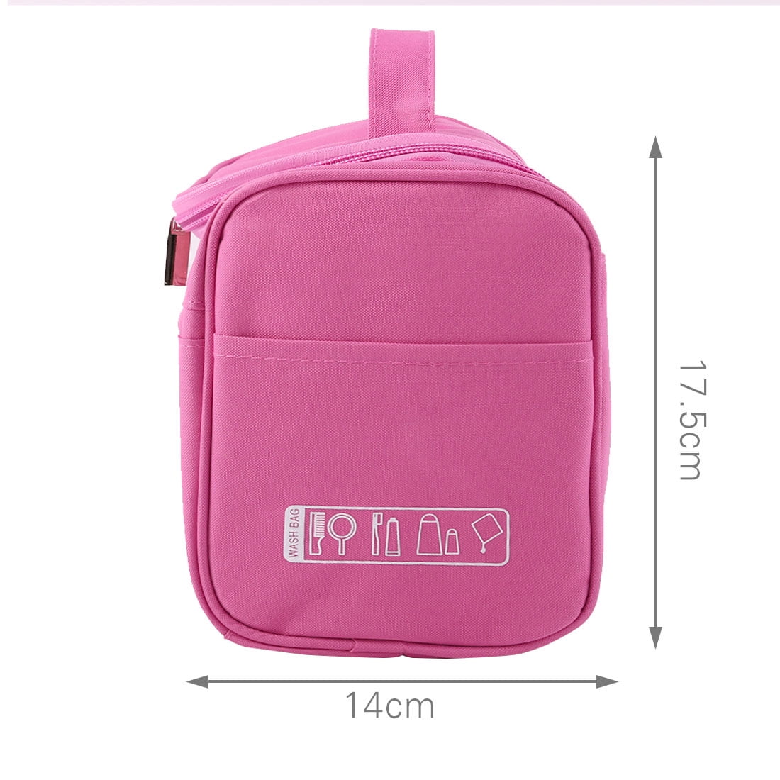 Unique Bargains Travel Toiletry Bag Wash Cosmetic Organizer with Hanging Hook Pink
