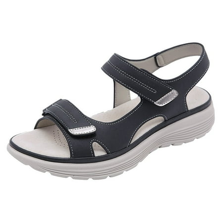 

Pgeraug womens slippers Women Summer Wedges Non-slip Beach Open Toe Breathable Sandals Sport Style Shoes mens slippers Black 39