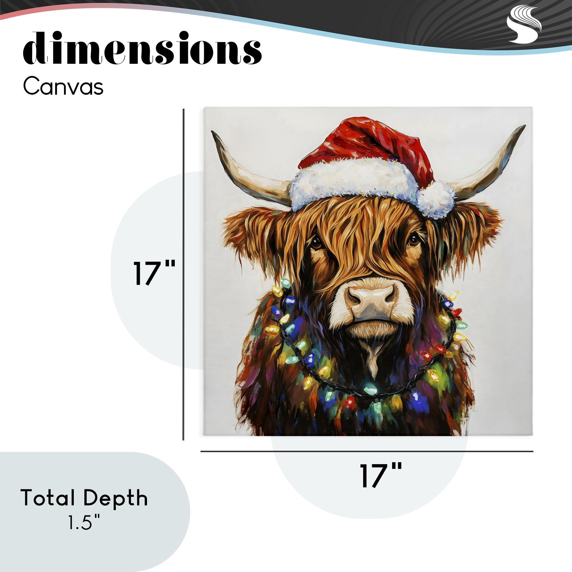 Holiday Lights Bedecked Highland Canvas Wall Art, design by Petal Prints Design