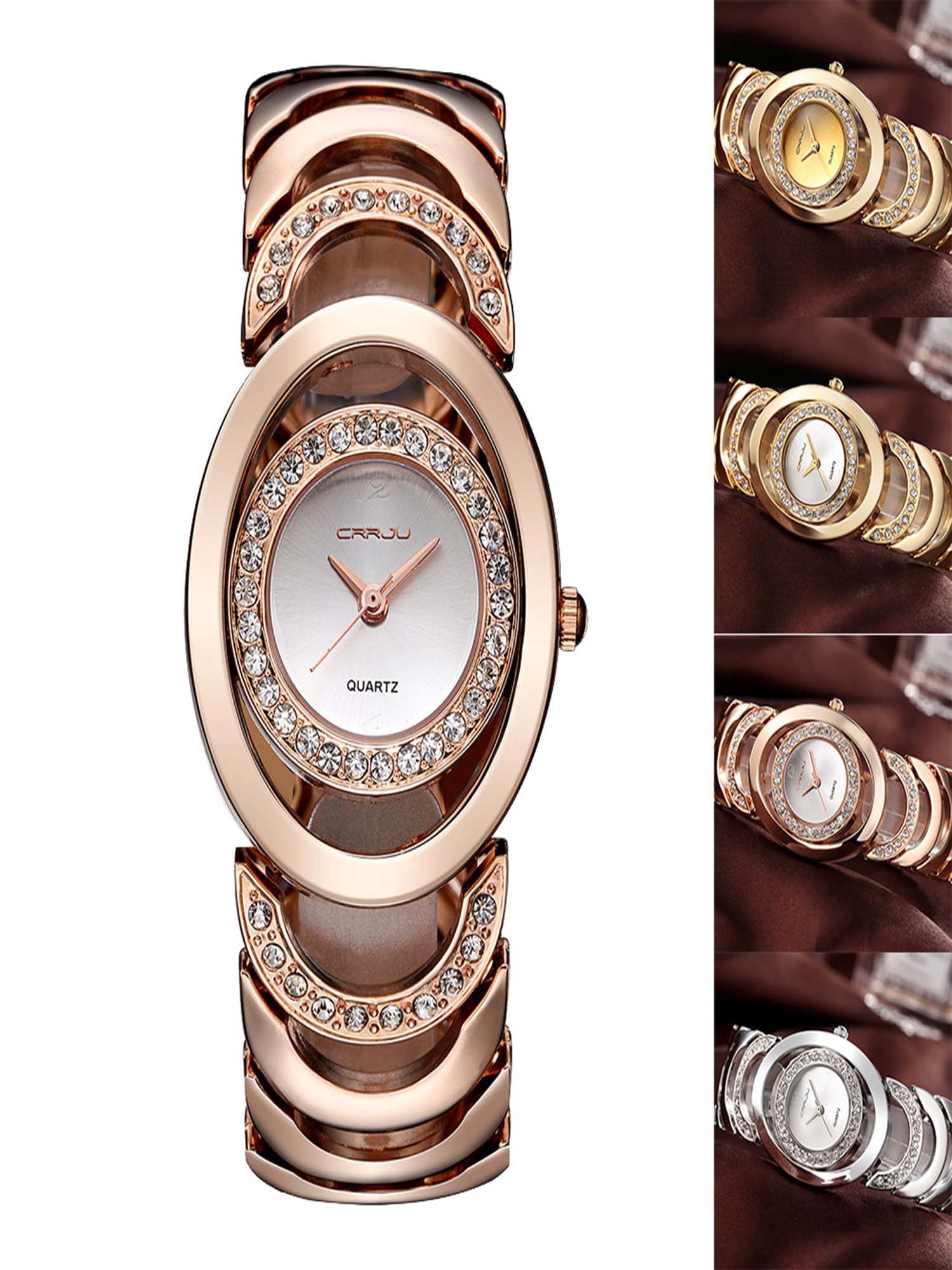 CRRJU Gorgeous 3ATM Daily Water Resistant Fashion Women Analog Dress Watch Elegant Bracelet Watch Simple Dial Wristwatch for Lady