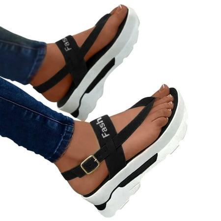 

Womens Flat Sandals Fashion Flock Heel Pinch Toe Buckle Roman Sandal Black 41