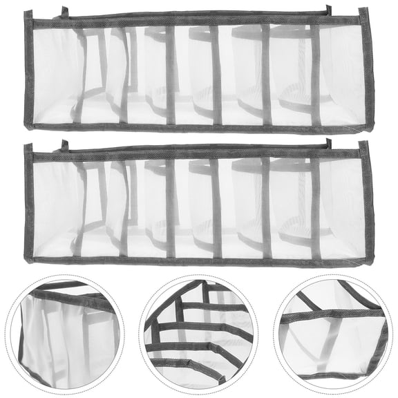IBASETOY 2Pcs Wardrobe Box Gray Cloth for Home Use with 7-Compartment Layout for Clothing Organization