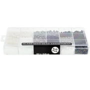 Cousin DIY Glass Seed Bead Bulk Pack, Black/White/Silver, 218g, 10000 Piece, Adult, AJM65022007