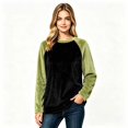 thumbnail image 2 of Color Block Fleece Sweatshirts for Women, Crewneck Long Sleeve Basic Tees, Women'sSize S-2XL, 2 of 4