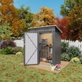 thumbnail image 4 of Outdoor Storage Shed 5 x 3 FT Metal Tool Shed with Peaked Roof, Metal Garden Shed Anti-Corrosion Storage House with Clear Window, Lockable Door for Backyard, Patio, Sundries, Gray (Pitched roof), 4 of 9