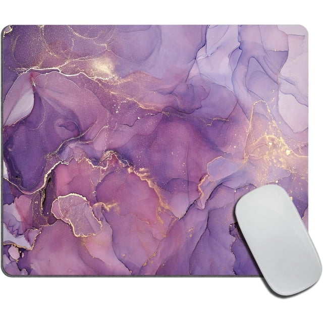 Purple Marble Gold Pattern Mouse Pad Elegant Texture for Office Computers & Laptops NonSlip Rubber Base Stylish and Functional Gaming Mouse Pad Ideal for Home and Office (9.5"x7.9")