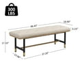 thumbnail image 2 of Shoe Bench Entryway, End of Bed Bench, Bench for Bedroom End of Bed, Modern Faux Leather Bench for Living Room, Entryway Bench Seat, Padded Bench with Solid Metal Shelf Gold, Beige, 2 of 9
