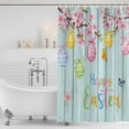 thumbnail image 3 of Happy Easter Shower Curtain, Waterproof Shower Curtains for Bathroom, Spring Colorful Eggs Butterfly Teal Wood Grain Washable Fabric Bathtub Curtain Set Bath Decor with 12 Hooks 48"x72", 3 of 8