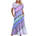 thumbnail image 2 of Fankiway Robe Longue Décontractée à Manches Courtes Col Rond Imprimé Brillant Mode pour Femmes Courbes Robes de Printemps pour Femmes 7291, 2 of 6