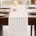 thumbnail image 3 of Pink Striped 90 Inch Table Runner, Rustic Pink Stripe Modern Art Beige Farmhouse Dresser Scarf Cotton & Linen Tablerunner for Dining/Kitchen Island/Holiday Party Décor 13" x 90", 3 of 9