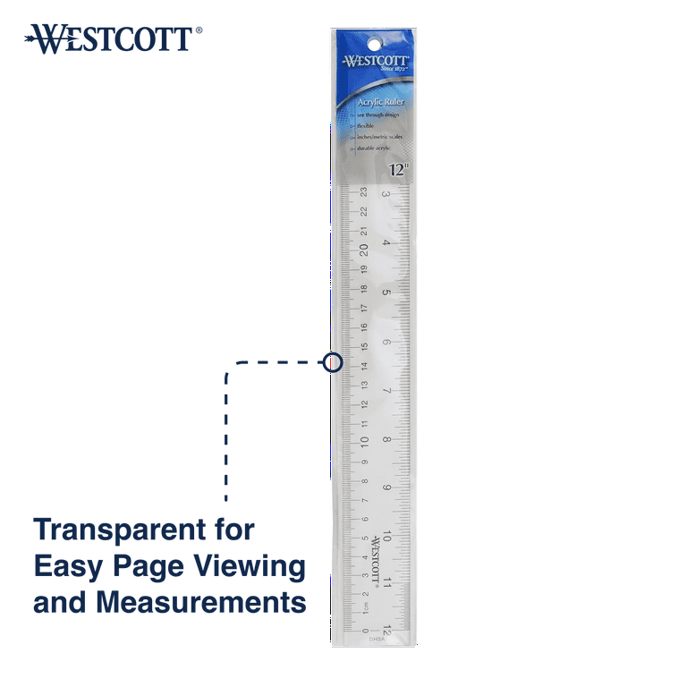 Westcott Plastic Clear Ruler - 14 Cm Transparent Set Square With Degree Scale - Pack Of 20