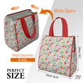 thumbnail image 3 of Pioneer Flower Floral Print Pattern Insulated Lunch Bag for Women & Adults,Large Portable Soft Cooler Lunch Bag,Thermal Food Storage Tote with Pearl Cotton,8.66L,8.75x5.75x9.5 Inch, 3 of 6