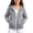 Gray, variant on Girls Cute Hooded Jacket Full Zip Soft Fleece Bow Long Sleeve Sweatshirt Coat with Side Pockets Casual Daily Outwear Tops 12-13Y