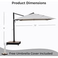 thumbnail image 4 of Grand Patio 10x13 ft Outdoor Cantilever Umbrella with Acrylic Fabric & Base & Cover for Poolside, Deck, Backyard, Black Pole, 4 of 8