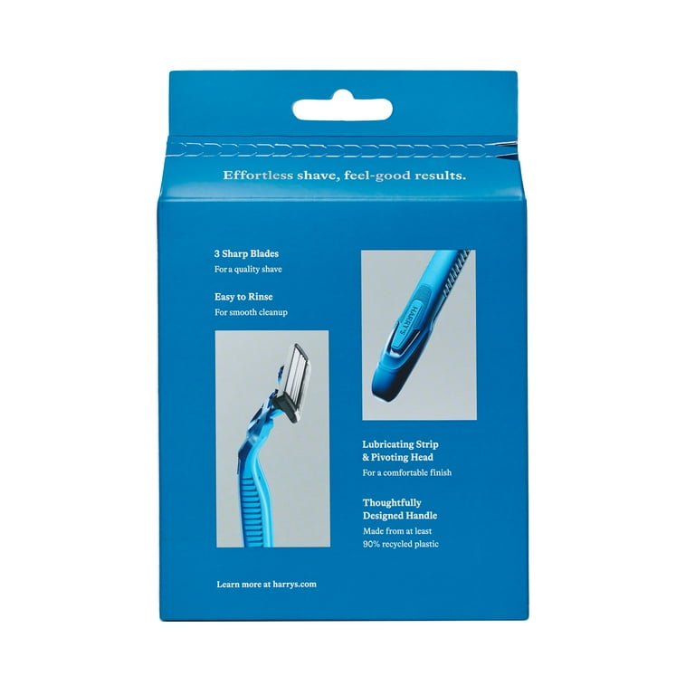 Harry's Men's 3-Blade Disposable Razors, Glacier Blue, Lubricating