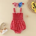 thumbnail image 2 of WUANDIXFA Baby Girl Independence Day Clothes Baby Girls Summer Clothes Set Sleeveless Ruffled Print Romper Headband 2pcs Outfits Red,Red, 2 of 4