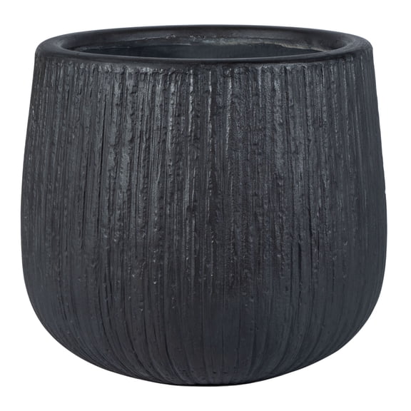 SAFAVIEH Francia Concrete Modern Solid Round Patio Planter, Black