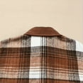 thumbnail image 4 of MORTTIC Women's Plaid Print Long Sleeve Shirt with Lapel Collar, Button-Down Casual Overshirt with Pocket Brown，L, 4 of 7