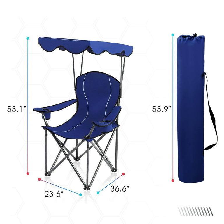 ALPHA CAMP Camp Chairs with Shade Canopy Chair Folding Camping Recliner  Support 350 LBS - AliExpress